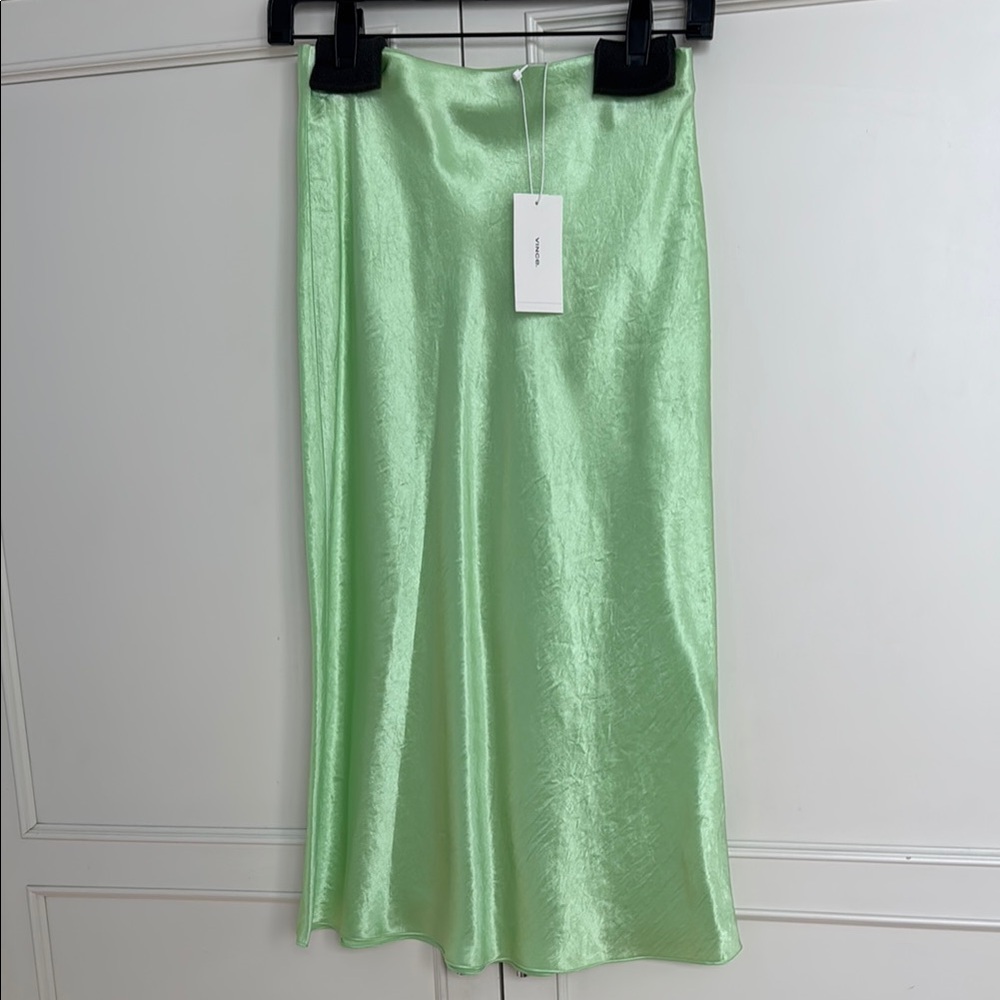 Elegant Green Satin Skirt